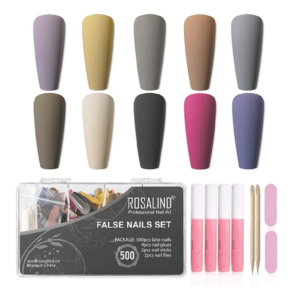 500 pcs Long press on nails matte set with glue - Picture 2 of 7